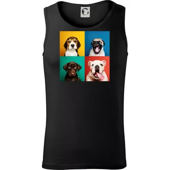 Psi štěňata koláž - Tílko pánské Core - 2XL ( Černá )