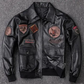 Moto oblečení Leather Fashion Letecká bunda G1 z pravé jehněčí kůže s podšívkou Velikost: XL, Barva (Varianta): Texture Sheepskin