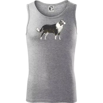 Border kolie kreslená - Tílko pánské Core - 2XL ( Tmavě šedý melír )