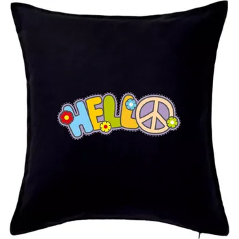 Polštář Hello hippie symbol - Polštář 50x50 - 50x50 - Pouze potah ( Černá )