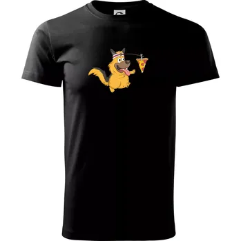 Pánské tričko Pes s pizzou - Triko extra velké (5-8XL) - 5XL ( Černá )