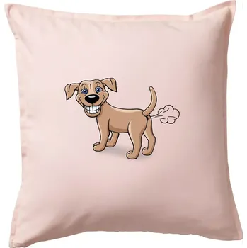 Polštář Prdící pes kreslený (Hana-creative) - Polštář 50x50 - 50x50 - Včetně výplně ( Světle růžová )