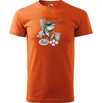 Pánské tričko Sablio Tričko s potiskem pro rybáře Kapre diem - oranžové S