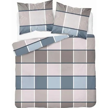 Povlečení Povlečení 220x200 Kostkovaný vzor v béžových a modrých odstínech