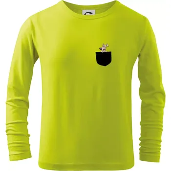 Chlapecké oblečení Pes v kapse - Triko dětské Long Sleeve - 122 cm/6 let ( Limetková )
