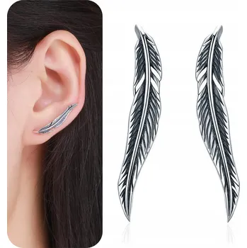 Náušnice Stříbrné NÁUŠNICE na ucho Bertram – pírko orla, stříbro 925