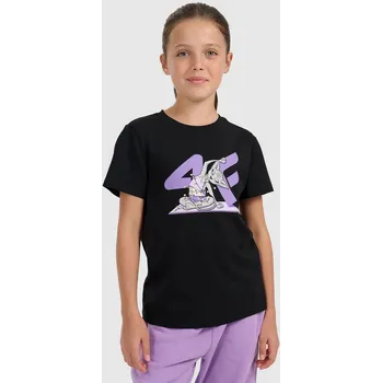 Dívčí tričko 4F dětské tričko černé bavlna velikost 122