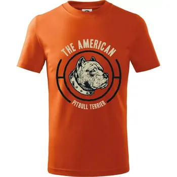 Americký pitbull terier hlava - Tričko dětské bavlněné - 134 cm/8 let ( Oranžová )