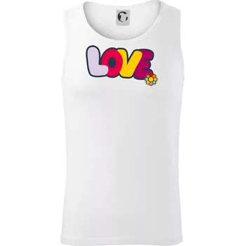 Love nápis s květinou - Tílko pánské Core - S ( Bílá )