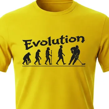 Pánské tričko Tričko Evoluce Hokej - velikost 110, Barva Žlutá