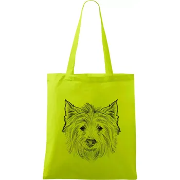 Teriér kresba - Taška bavlněná - 42 x 38 cm ( Limetková )