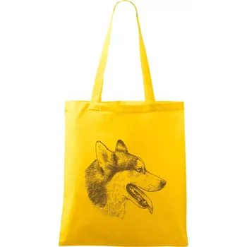 Husky - hlava z boku - Taška bavlněná - 42 x 38 cm ( Žlutá )
