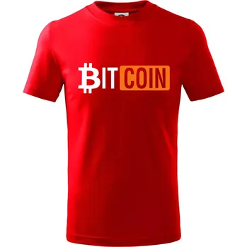 Bitcoin nápis - Tričko dětské bavlněné - 98 cm / 2 roky ( Červená )