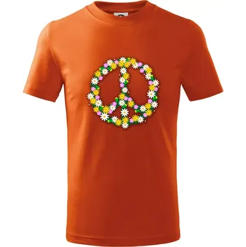 Chlapecké tričko Peace symbol kopretiny - Tričko dětské bavlněné - 98 cm / 2 roky ( Oranžová )