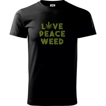 Pánské tričko Love peace weed - Triko extra velké (5-8XL) - 6XL ( Černá )