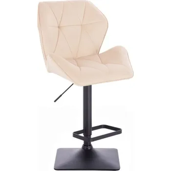 LuxuryForm DESIGN Barová židle MILANO MAX VELUR na černé hranaté podstavě - krémová