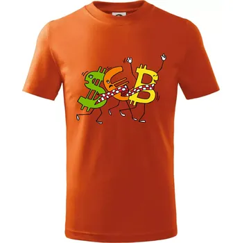 Chlapecké tričko Bitcoin (Pecka design) - Tričko dětské bavlněné - 104-110cm / 3-4 roky ( Oranžová )
