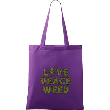Love peace weed - Taška bavlněná - 42 x 38 cm ( Fialová )