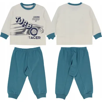 Dlouhé chlapecké pyžamo 100% Bavlna Dvoubarevné s autem 18M 86 cm