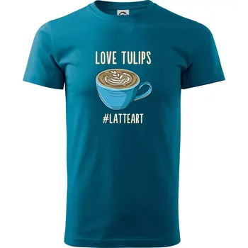 Pánské tričko Love tulips - latteart (Radek Pilař ART) - Klasické pánské triko vyšší gramáže - XS ( Petrolejová )
