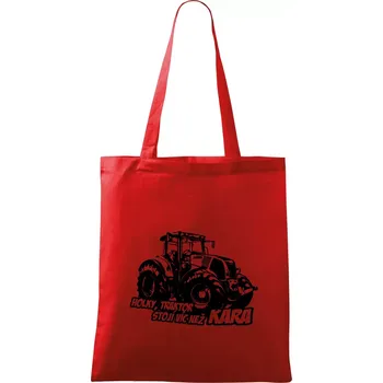 Holky, traktor stojí víc než kára - Taška bavlněná - 42 x 38 cm ( Červená )