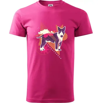 Pánská móda Pes abstrakce fialový - Klasické pánské triko vyšší gramáže - M ( Purpurová )