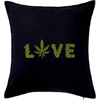 Polštář Konopí nápis love - Polštář 50x50 - 50x50 - Pouze potah ( Černá )