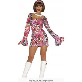 Karnevalový kostým DISCO ŠATY KARNEVAL PRSTENY KOSTÝM M