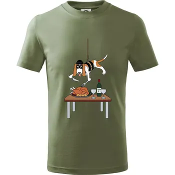 Malý zloděj - baset (Hana-creative) - Tričko dětské bavlněné - 146 cm/10 let ( Khaki )