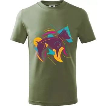 Pes abstrakce hubený - Tričko dětské bavlněné - 104-110cm / 3-4 roky ( Khaki )