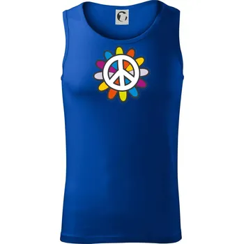 Peace symbol s kreslenou květinou - Tílko pánské Core - 2XL ( Královská modrá )