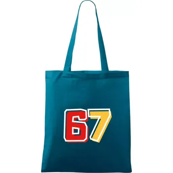 67 - čísla - Taška bavlněná - 42 x 38 cm ( Petrolejová )