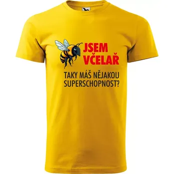 Pánské tričko Sablio Tričko s potiskem Jsem včelař, taky máš nějakou superschopnost? - žluté 5XL