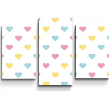 Obraz Sablio Obraz - 3-dílný Tříbarevná srdíčka - 75x50 cm