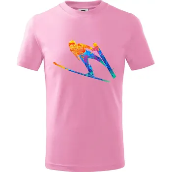 Chlapecké tričko Skokan na lyžích splash - Tričko dětské bavlněné - 158 cm/12 let ( Růžová )