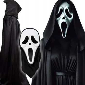 Karnevalový kostým Pánský/Dámský kostým zombie s maskou a pláštěnkou - černý, unisex