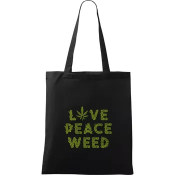 Nákupní taška Love peace weed - Taška bavlněná - 42 x 38 cm ( Černá )