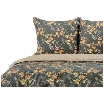 Povlečení Povlečení Smukee z mikrovlákna 220x200 šedá s oranžovými květy