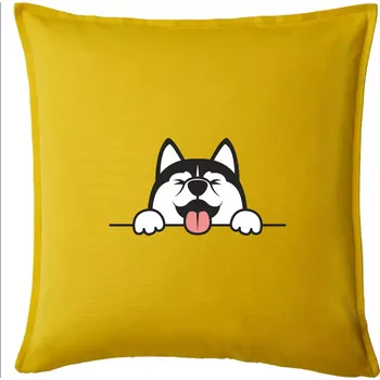 Polštář Husky veselý - Polštář 50x50 - 50x50 - Pouze potah ( Žlutá )