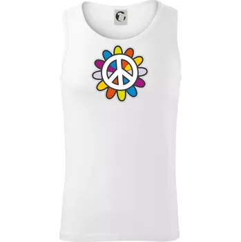 Pánské termoprádlo Peace symbol s kreslenou květinou - Tílko pánské Core - 2XL ( Bílá )