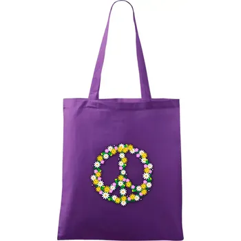 Peace symbol kopretiny - Taška bavlněná - 42 x 38 cm ( Fialová )