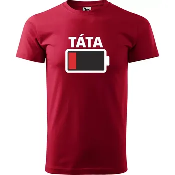 Pánská móda Sablio Tričko s potiskem pro tátu, vybitá baterie - červené 4XL