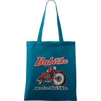 Babička motorkářka - Taška bavlněná - 42 x 38 cm ( Petrolejová )