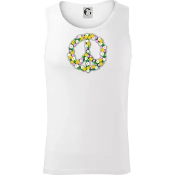 Peace symbol kopretiny - Tílko pánské Core - M ( Bílá )