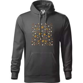 Pánská mikina Houby na podzim - Mikina pánská Cape s kapucí - XL ( Ocelově šedá )