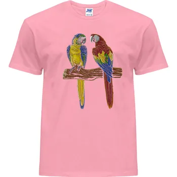 Pánské tričko panske_levne_tricko_potisk_laska_papousci Barva: Pink neo - pastelově růžová, velikost: S