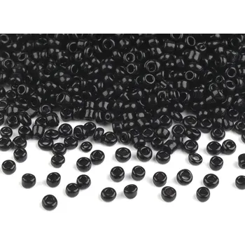 Dětské navlékací korálky Rokajl 12/0 - 2 mm neprůhledný, střední, 41 černá