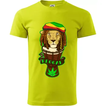 Reggae lev - Klasické pánské triko vyšší gramáže - 3XL ( Limetková )