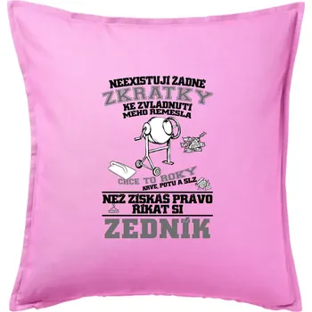 Polštář Zedník zkratky - Polštář 50x50 - 50x50 - Pouze potah ( Růžová )