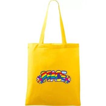 Peace nápis duhový - Taška bavlněná - 42 x 38 cm ( Žlutá )